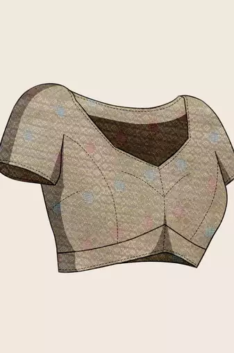 grey organza zari woven saree with unstitched blouse piece