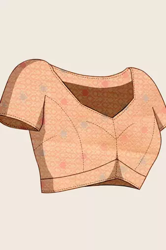 peach organza zari woven saree with unstitched blouse piece