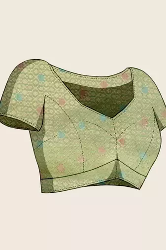 pista organza zari woven saree with unstitched blouse piece