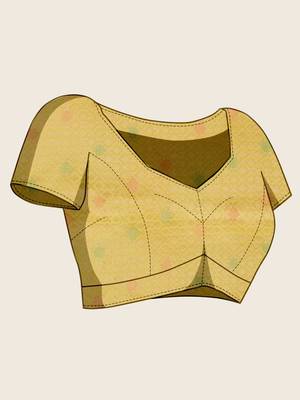 yellow organza zari woven saree with unstitched blouse piece 5