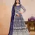Navy blue embroidery net anarkali suit