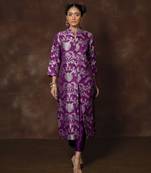 Purple banarsi brocade silk kurta set