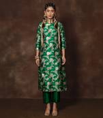 Green banarsi brocade silk kurta set