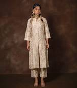 White banarsi brocade silk kurta set