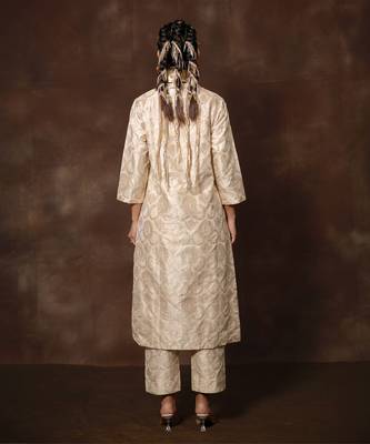 White banarsi brocade silk kurta set 4