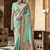 turquoise soft silk woven saree with unstitched blouse piece