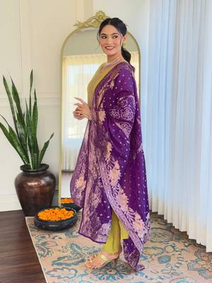  Yellow Embroidered Viscose Kurta Set 3