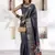 navy blue silk blend woven saree with unstitched blouse piece