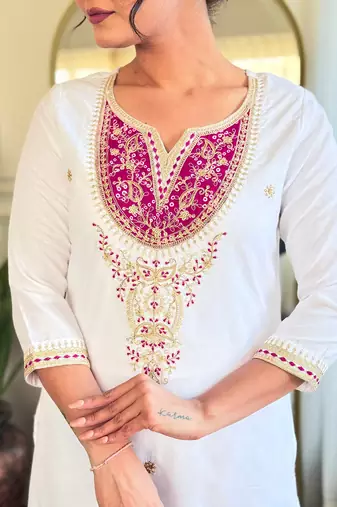 Women's Embroidered Viscose Straight Kurta Pant and Dupatta Set
