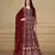 Red embroidery faux georgette anarkali suit