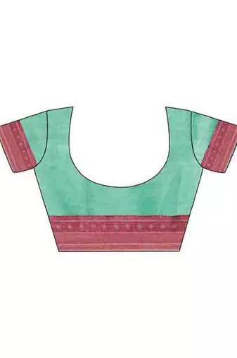 turquoise soft silk woven saree with unstitched blouse piece