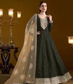 Black embroidery chanderi butti anarkali suit