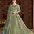 Teal blue embroidery net anarkali suit