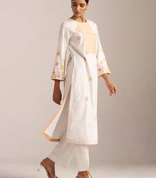 Ivory and multi color embroidered floral co-ord set