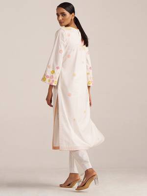 Ivory and multi color embroidered floral co-ord set 3