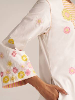Ivory and multi color embroidered floral co-ord set 5