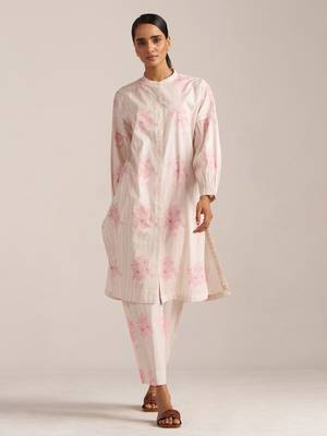 Powder pink and ivory pure cotton co-ord set 1