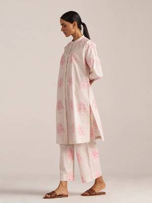 Powder pink and ivory pure cotton co-ord set 2