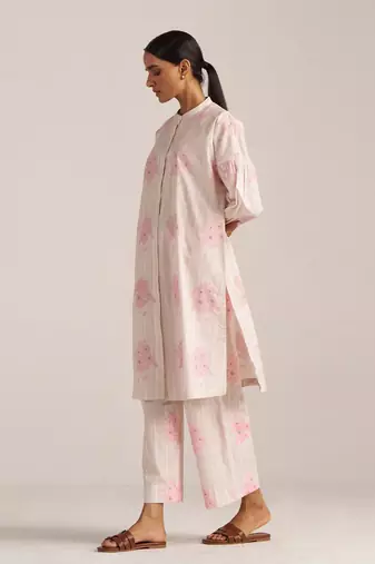 Powder pink and ivory pure cotton co-ord set