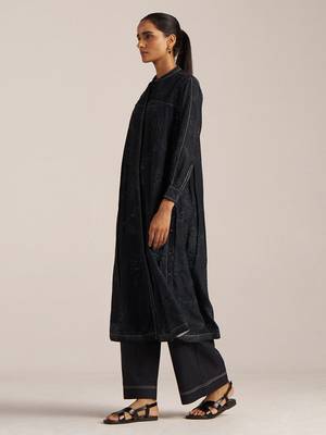 Black print button down co-ord set 2