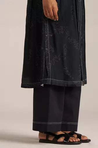 Black print button down co-ord set