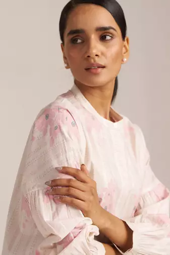 Powder pink and ivory pure cotton co-ord set