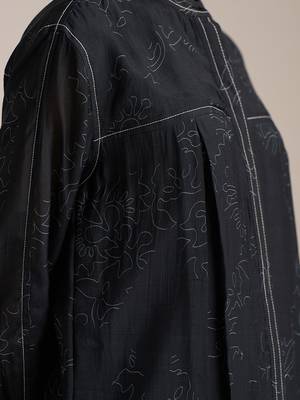 Black print button down co-ord set 5
