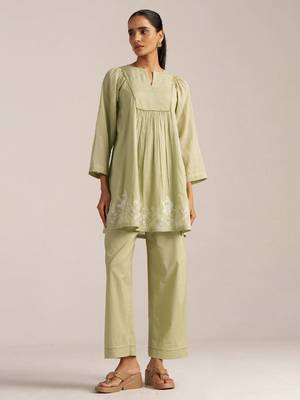 Sage green embroidered co-ord set 1