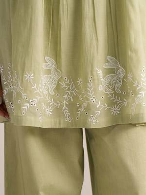 Sage green embroidered co-ord set 2