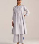 Blue checkered printed Kurta set