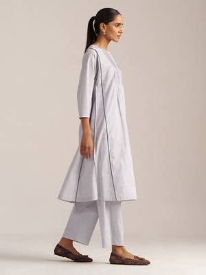Blue checkered printed Kurta set 2