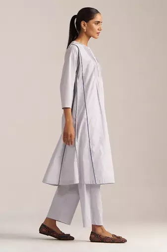Blue checkered printed Kurta set