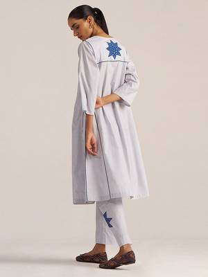 Blue checkered printed Kurta set 3