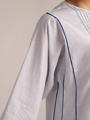 Blue checkered printed Kurta set 4