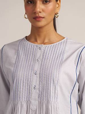 Blue checkered printed Kurta set 5