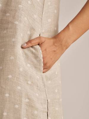 Undyed natural linen hand-printed Kurta set 5