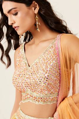 Multicolor Mirror Embroidery Work Art Silk Lehenga with Blouse 2