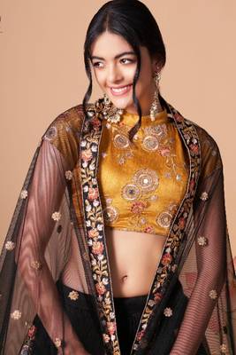Black Thread Embroidery and Sequins Art Silk Lehenga with Blouse 2