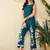 Women blue silk blend solid embroidered high low coord sets