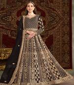 Black embroidery net anarkali suit
