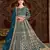 Teal blue embroidery net anarkali suit