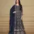Navy blue embroidery faux georgette anarkali suit