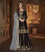 Black heavy georgette indowestern wedding kurti & skirt set