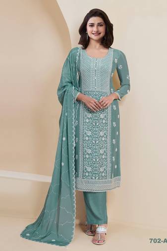 Light blue georgette semi stitched suits