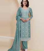 Light blue georgette semi stitched suits