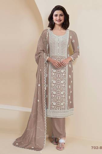 Beige georgette semi stitched suits