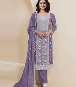 Purple georgette semi stitched suits