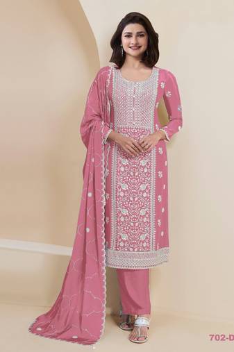 Light pink georgette semi stitched suits