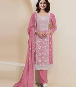 Light pink georgette semi stitched suits