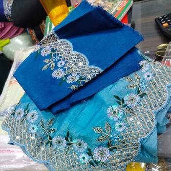 Heavy Crush Silk C Pallu Embroidery Sequences Work With Zari And Coding Work N Cut Work Border On Saree 4